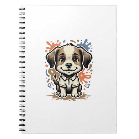 かわいい子犬スプラッシュ 彫刻 ベクター デザイン_1 ノートブック (正面)