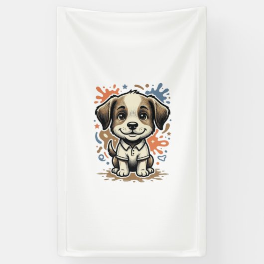 かわいい子犬スプラッシュ 彫刻 ベクター デザイン_1 横断幕 (縦)