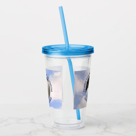 かわいい子犬スリーピングブルースカイ5th誕生日 アクリルタンブラー (左)