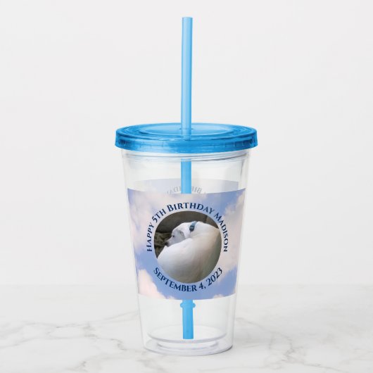 かわいい子犬スリーピングブルースカイ5th誕生日 アクリルタンブラー (正面)