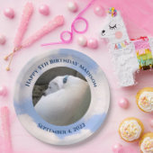 かわいい子犬スリーピングブルースカイ5th誕生日 ペーパープレート (パーティー)