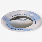 かわいい子犬スリーピングブルースカイ5th誕生日 ペーパープレート (アングル)