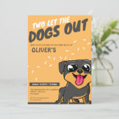 かわいい子犬テーマ2回目の誕生日の招待 招待状 (スタンド正面)