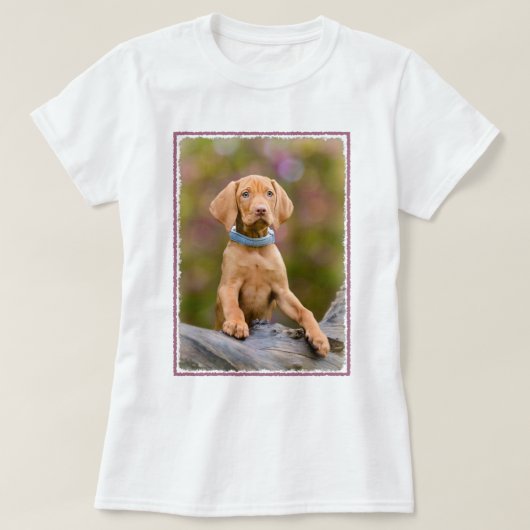 かわいい子犬ハンガリーのVizsla犬の子犬の写真 –  Tシャツ (デザイン正面)