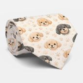 かわいい子犬ハートウォーターカラーパターン (3) ネクタイ (ロール)
