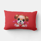 かわいい子犬ハートニットバレンタイン装飾用クッション ランバークッション (裏面)