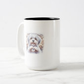 かわいい子犬ハートマグ ツートーンマグカップ (正面左)