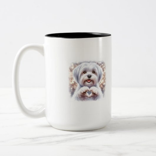かわいい子犬ハートマグ ツートーンマグカップ (左)