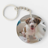 かわいい子犬バスタイムラウンドアクリルキーチェーン キーホルダー (正面)