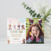 かわいい子犬バルーン誕生日パーティー写真 サンキューカード (スタンド正面)