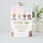 かわいい子犬バルーン誕生日パーティー サンキューカード (スタンド正面)