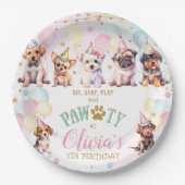 かわいい子犬バルーン誕生日パーティー ペーパープレート (正面)