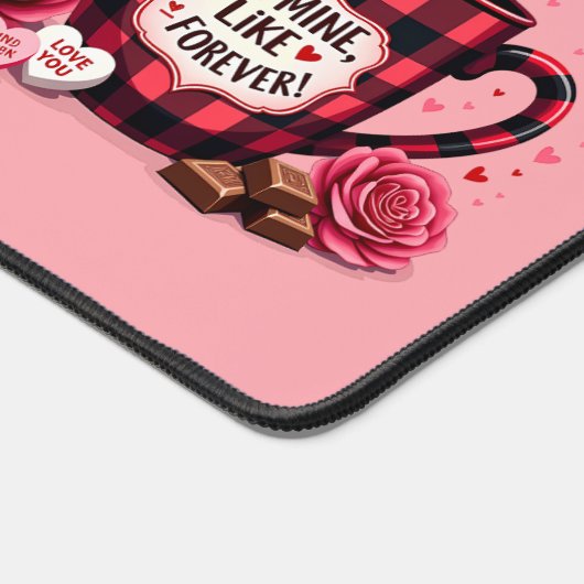 かわいい子犬バレンタインバッファロープレイドエステティックマグ デスクマット (コーナー)