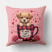 かわいい子犬バレンタインバッファロープレイドエステティック クッション (裏面)