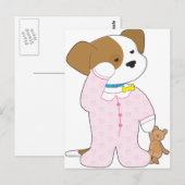 かわいい子犬パジャマ ポストカード (正面/裏面)