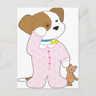 かわいい子犬パジャマ ポストカード