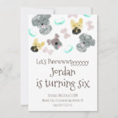 かわいい子犬パティー誕生日パーティー 招待状 (正面)