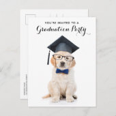 かわいい子犬パーソナライズされたが卒業   インビテーションポストカード (正面/裏面)