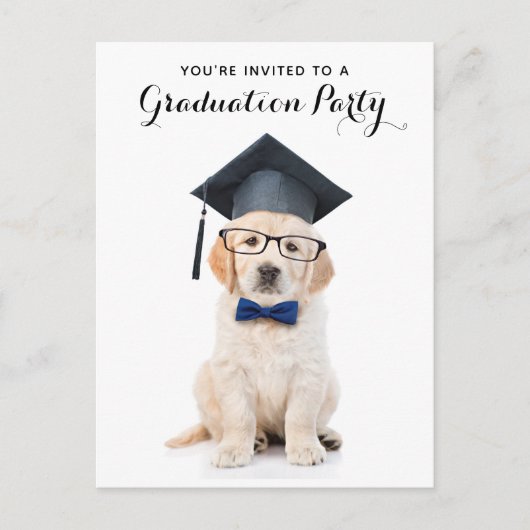 かわいい子犬パーソナライズされたが卒業   インビテーションポストカード (正面)