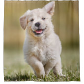 かわいい子犬パーソナライズされたの写真犬 シャワーカーテン (正面)