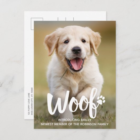 かわいい子犬パーソナライズされたの女の子新ペット 案内ポストカード (正面/裏面)