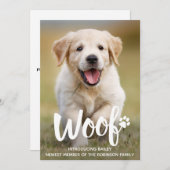 かわいい子犬パーソナライズされたの女の子新ペット 案内状 (正面/裏面)