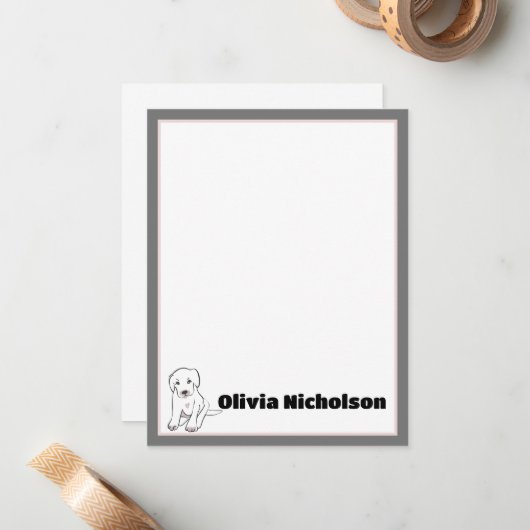 かわいい子犬パーソナライズされたの文房具ノートカード ノートカード (正面/裏面インサイチュ)