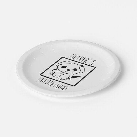 かわいい子犬パーソナライズされたの誕生日パーティー ペーパープレート (アングル)