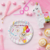 かわいい子犬パーソナライズされた誕生日女の子 ペーパープレート (パーティー)