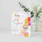 かわいい子犬パーソナライズされた誕生日女の子 招待状 (スタンド正面)