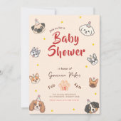 かわいい子犬パーティーのドッグベビーシャワー 招待状 (正面)