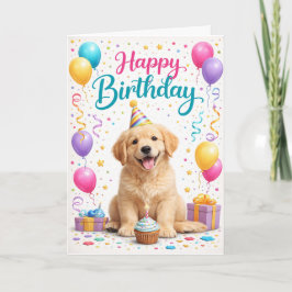 かわいい子犬パーティー 誕生日 カード