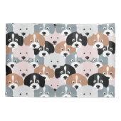 かわいい子犬ピンク黒イラストレーション 枕カバー (裏面)