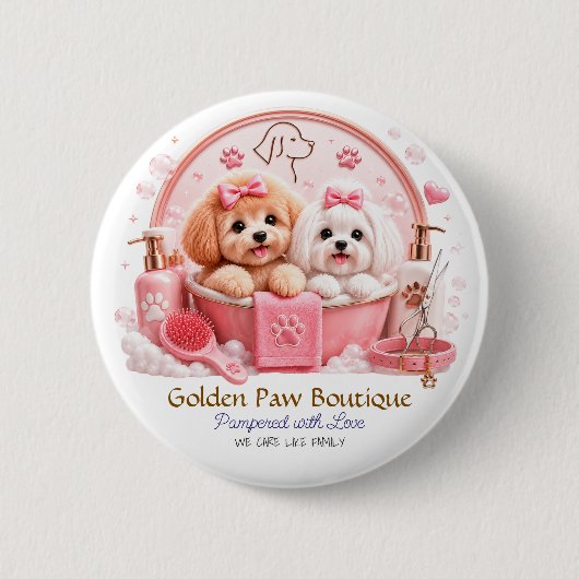 かわいい子犬ピンバタンデザイン 缶バッジ (正面)