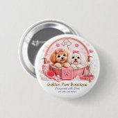 かわいい子犬ピンバタンデザイン 缶バッジ (正面&裏面)