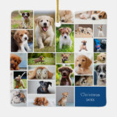かわいい子犬フォトモンタージュかわいい犬のクリスマス セラミックオーナメント (裏面)