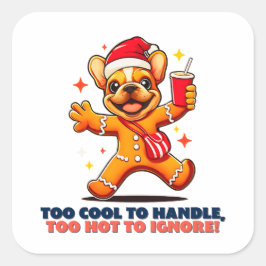 かわいい子犬フランスの子犬クリスマスクッキー スクエアシール