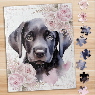 かわいい子犬ブラックラブラドールレトリバー ジグソーパズル