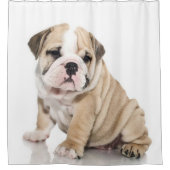 かわいい子犬ブルドッグ悲しい シャワーカーテン (正面)