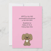 かわいい子犬ベビーガールシャワー招待状 招待状 (裏面)
