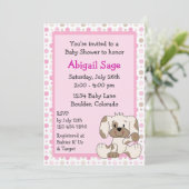 かわいい子犬ベビーガールシャワー招待状 招待状 (スタンド正面)