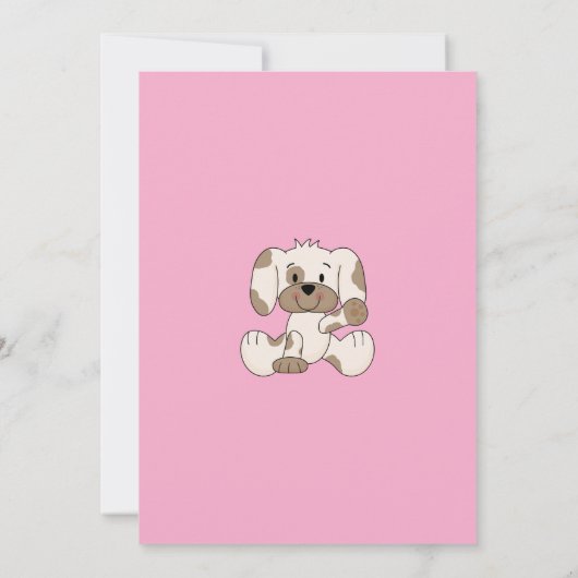 かわいい子犬ベビーガールシャワー招待状 招待状 (裏面)