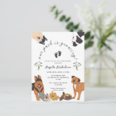 かわいい子犬ベビーシャワー招待状はがき ポストカード (スタンド正面)