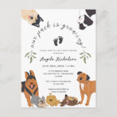 かわいい子犬ベビーシャワー招待状はがき ポストカード (正面)