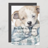 かわいい子犬ベビーシャワー招待状 案内状 (正面/裏面)