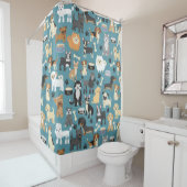 かわいい子犬ペットパターン シャワーカーテン (インサイチュ)