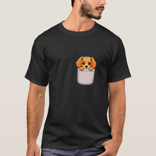 かわいい子犬ポケット Tシャツ (正面)