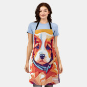 かわいい子犬ポップ・アートのの芸術 エプロン (着用した状態)