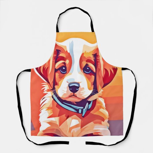 かわいい子犬ポップ・アートのの芸術 エプロン (正面)
