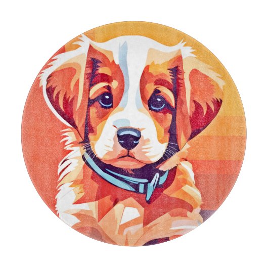 かわいい子犬ポップ・アートのの芸術 カッティングボード (正面)